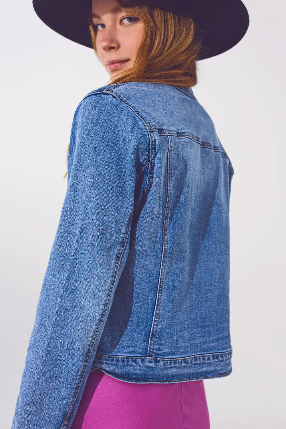 Denim jacket in light blue wash with sequin detail - Jackets