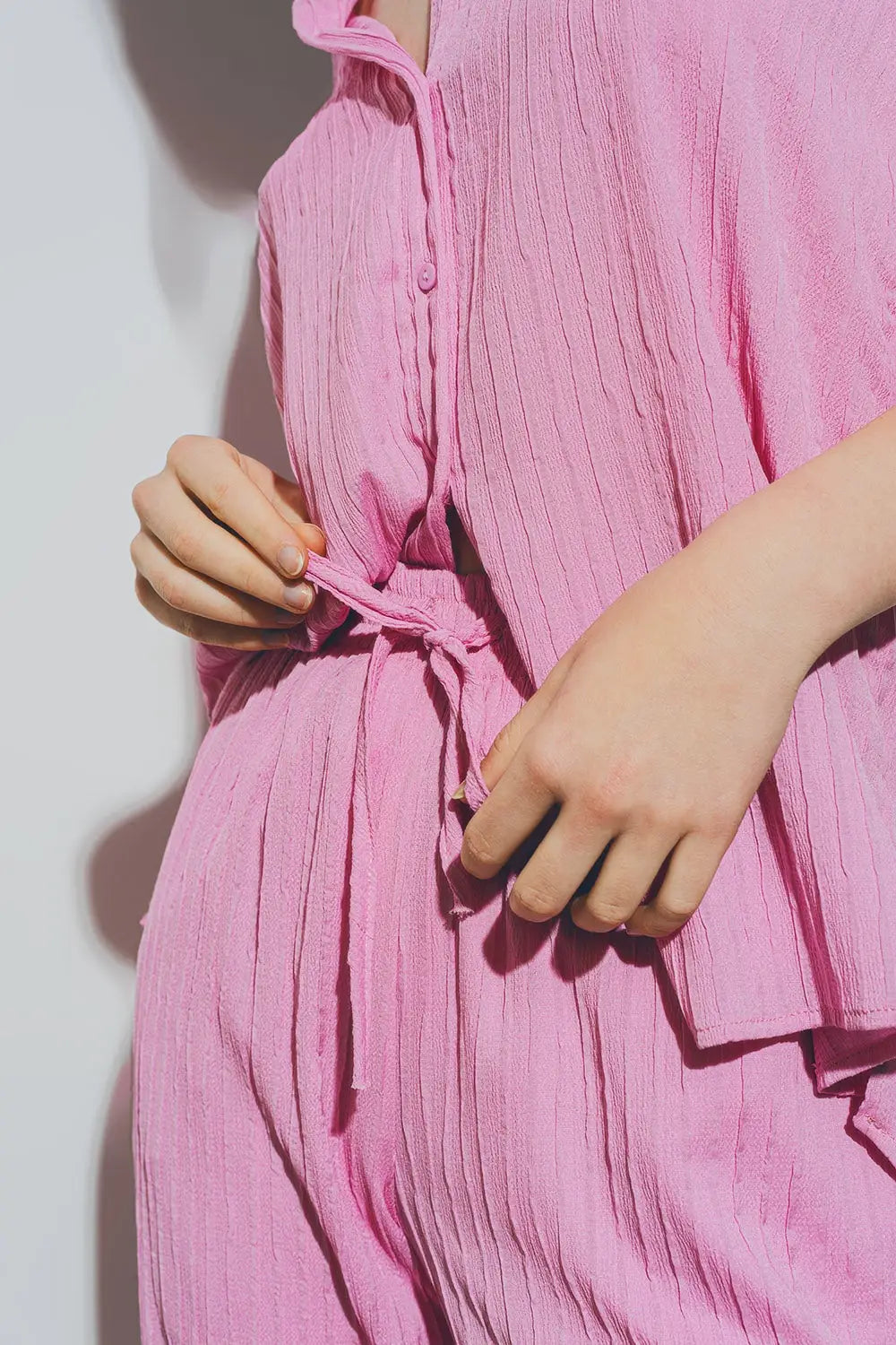 Textured Loose Shirt in Pink - Shirts