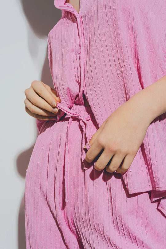 Textured Loose Shirt in Pink - Shirts