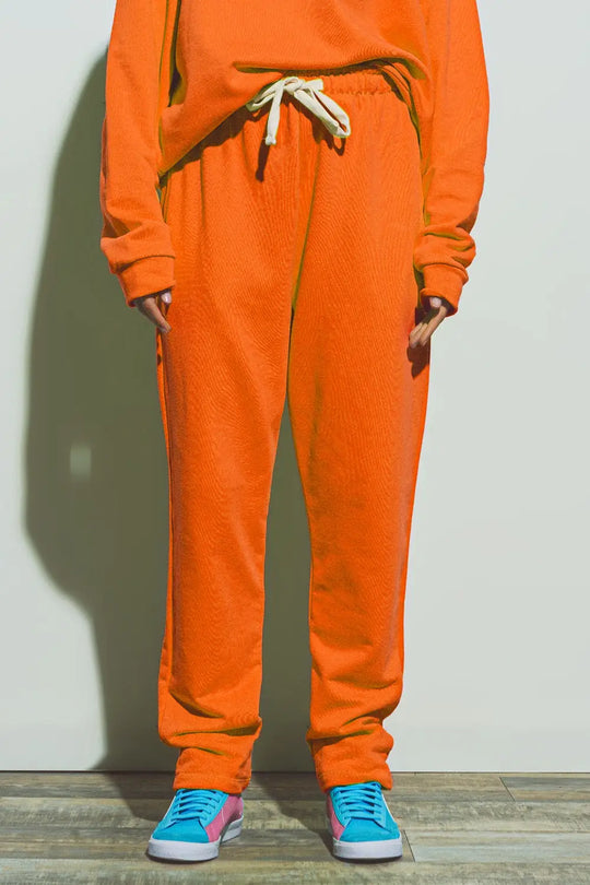 Oversized Jogger with Tie Waist in Bright Orange - ORANGE / ONE - Pants