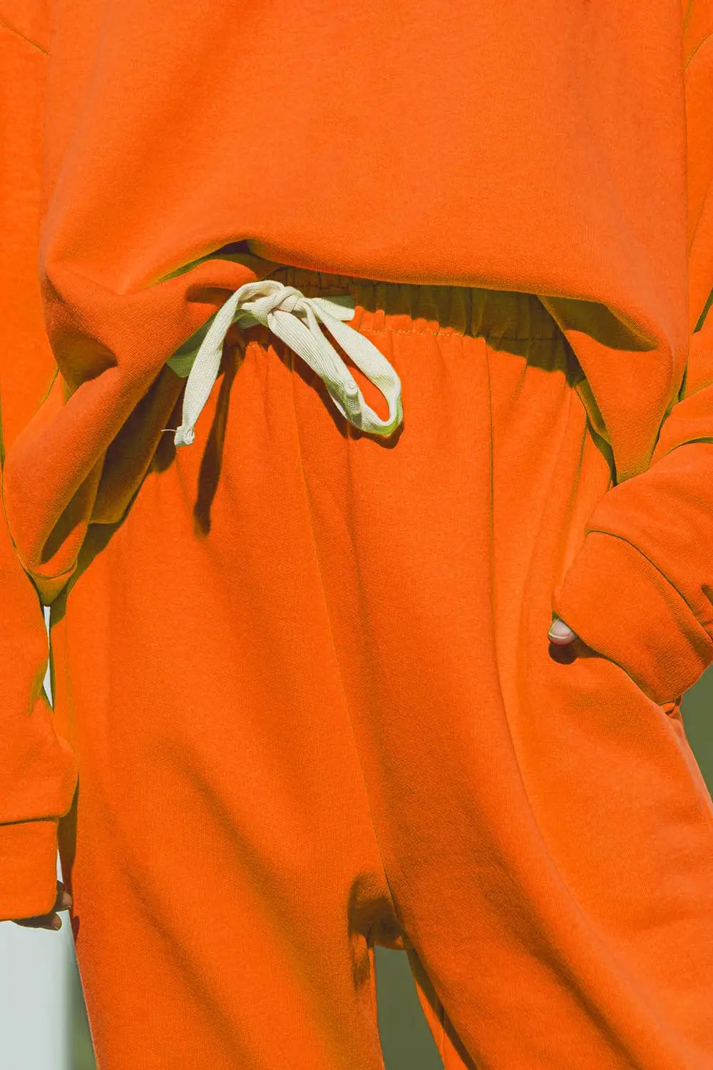 Oversized Jogger with Tie Waist in Bright Orange - ORANGE / ONE - Pants