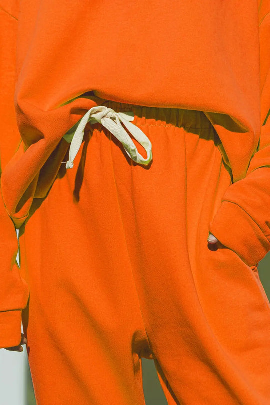 Oversized Jogger with Tie Waist in Bright Orange - ORANGE / ONE - Pants
