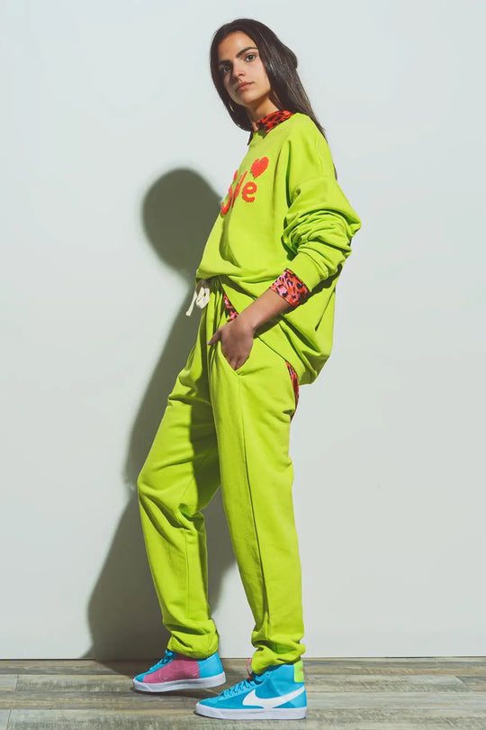 Oversized Jogger with Tie Waist in lime - GREEN / ONE - Pants