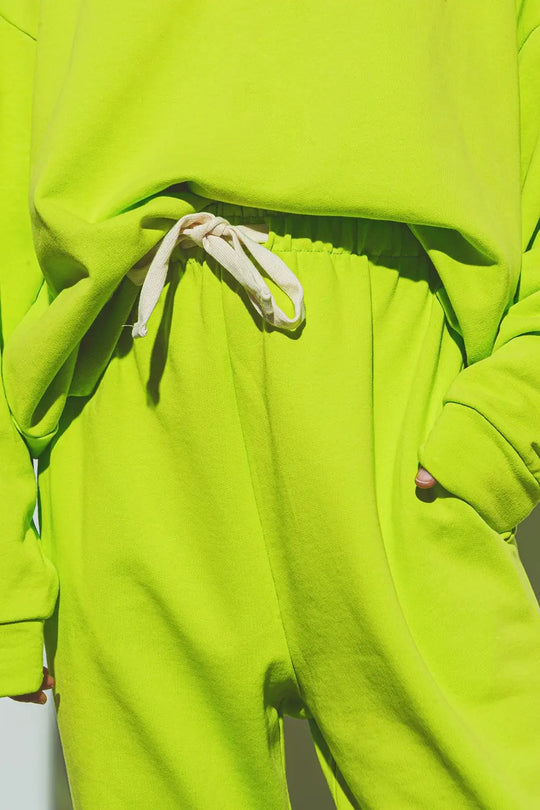 Oversized Jogger with Tie Waist in lime - GREEN / ONE - Pants
