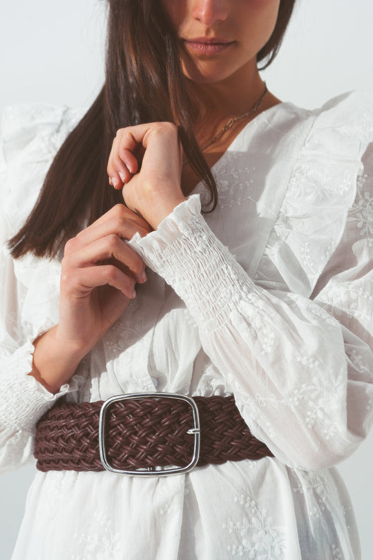 Floral Ruffle Mini Dress in White