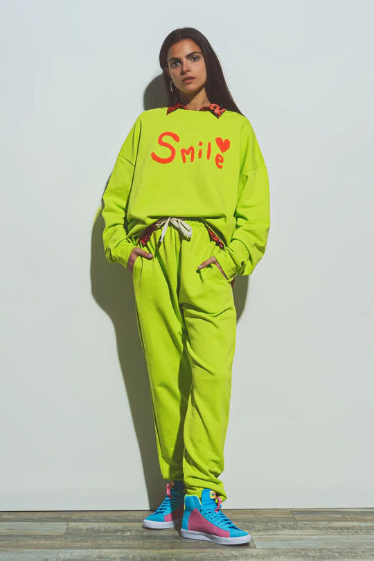 Oversized Jogger with Tie Waist in lime - GREEN / ONE - Pants