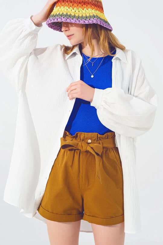 Textured Loose Shirt in White - Shirts