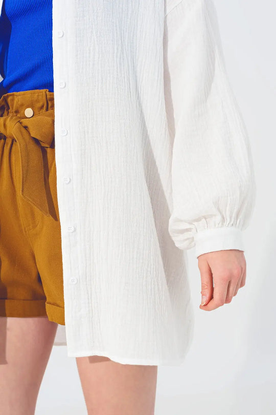 Textured Loose Shirt in White - Shirts