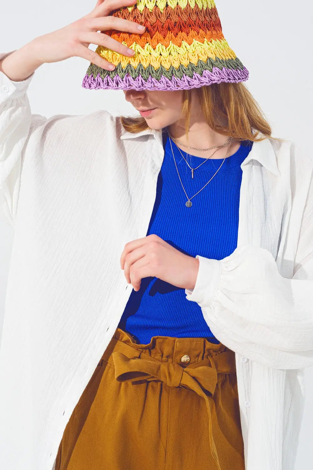 Textured Loose Shirt in White - Shirts