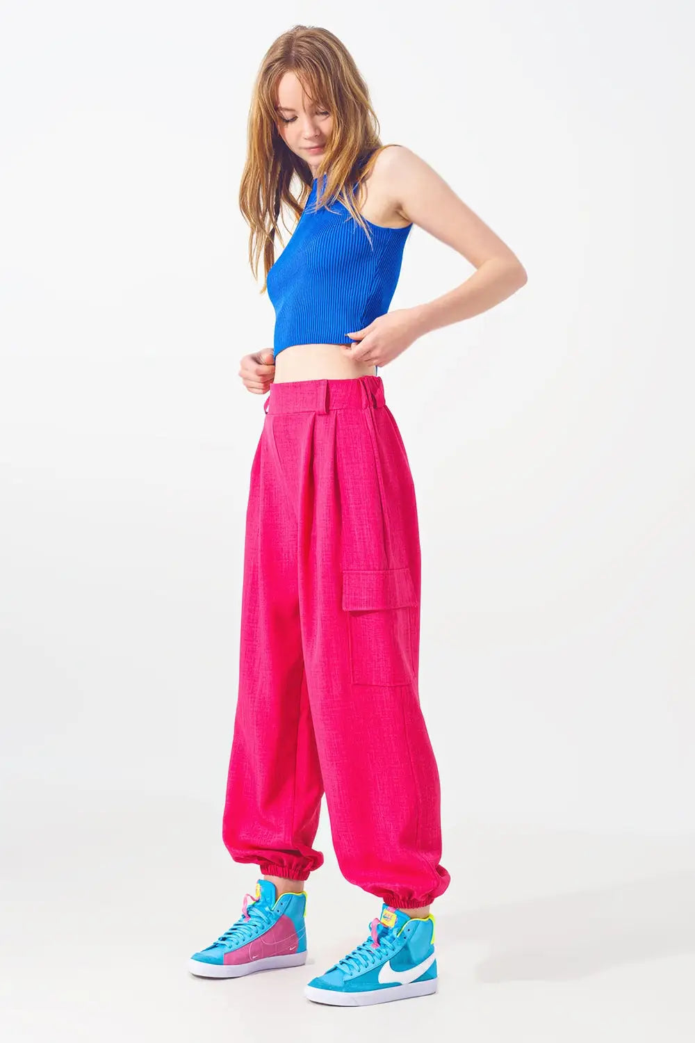 Blue Sleeveless Cropped Thin Sweater - Sweaters