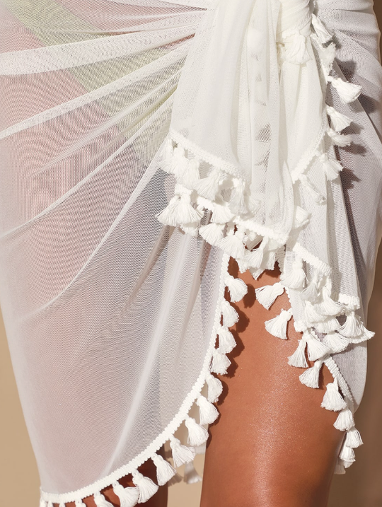 SOLID SARONG WITH TASSELS