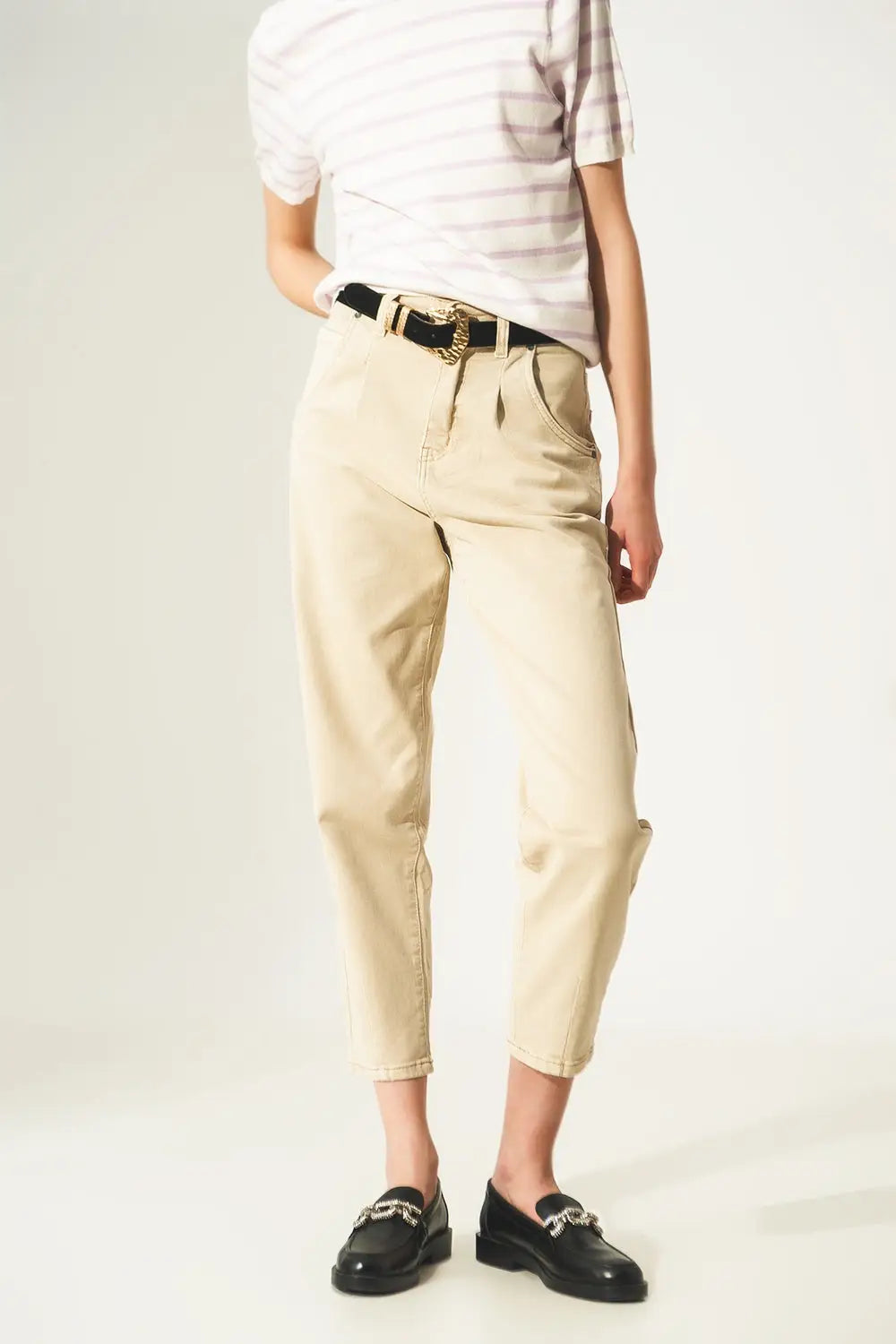 Cropped Jeans in Beige - Colored Jeans