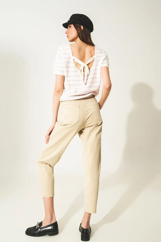Cropped Jeans in Beige - Colored Jeans