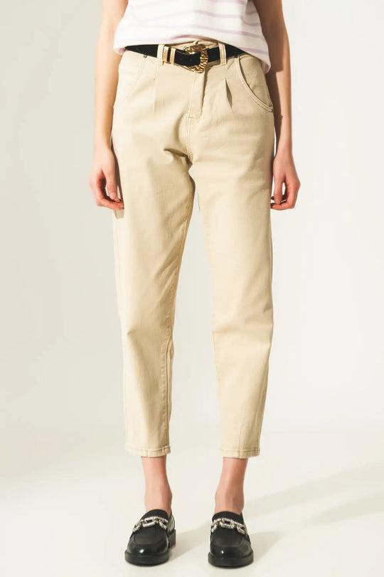Cropped Jeans in Beige - Colored Jeans