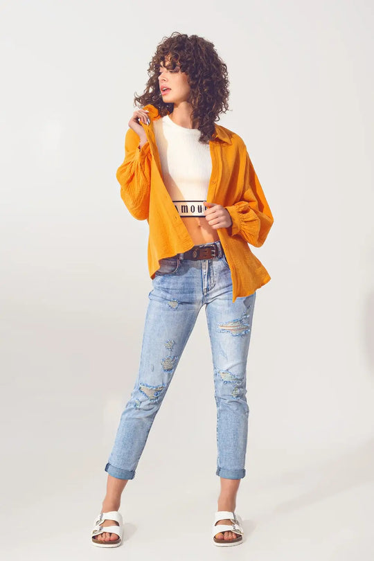 Extreme rip jean in bleach blue