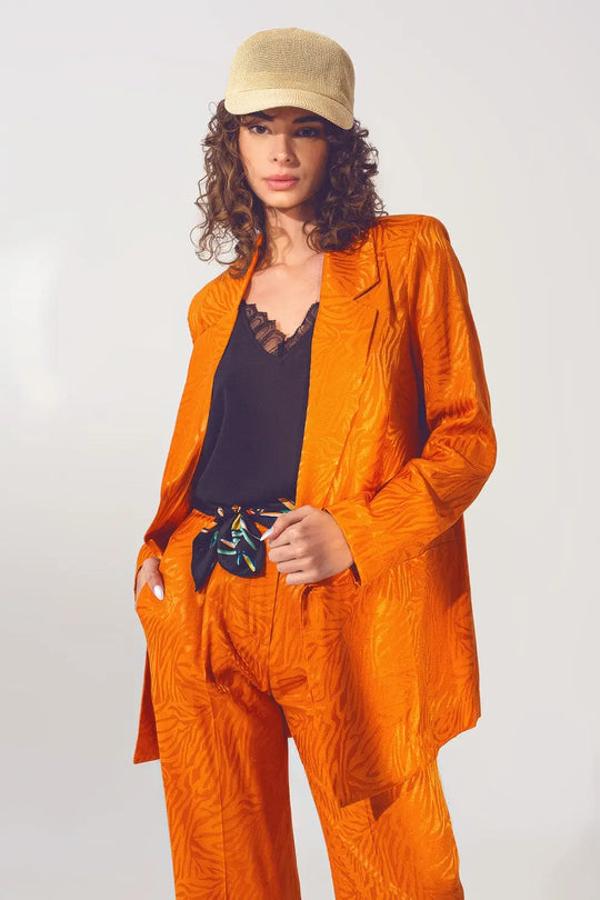 Oversized Zebra Print Blazer in Orange - Jackets