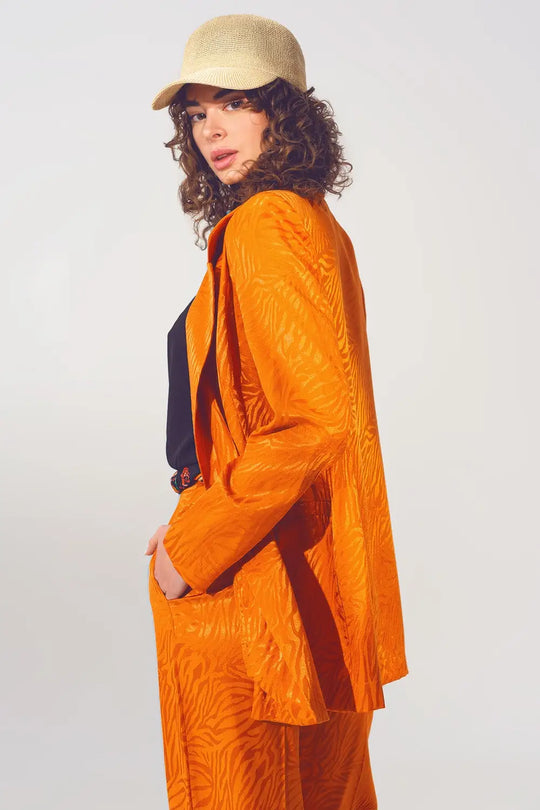 Oversized Zebra Print Blazer in Orange - Jackets