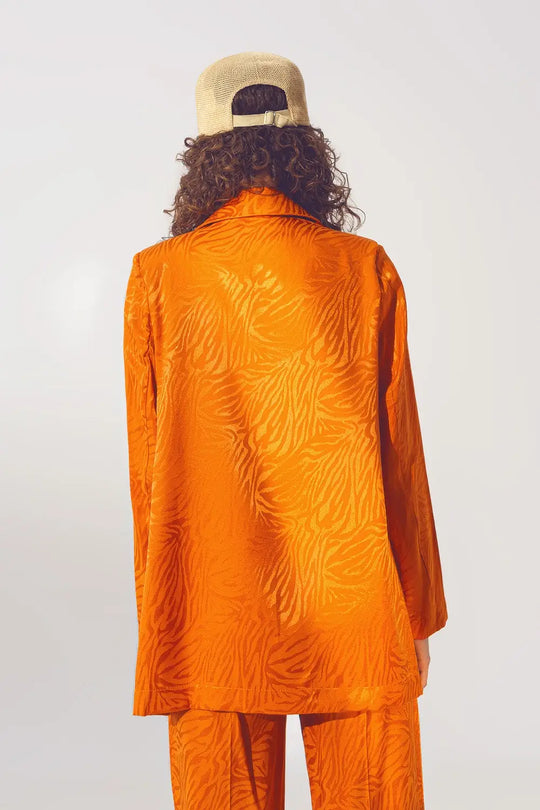 Oversized Zebra Print Blazer in Orange - Jackets