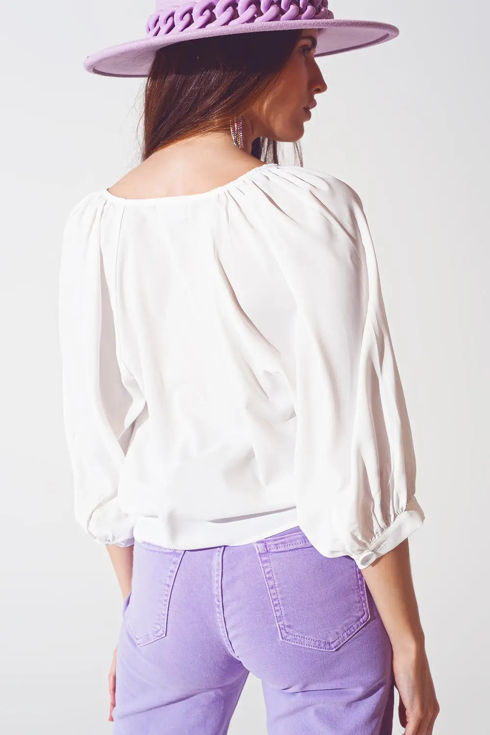 Satin button through shirt in cream - Shirts Tops
