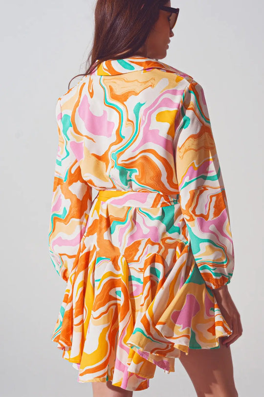 Psychedelic Printed Dress in Multicolor - Dresses