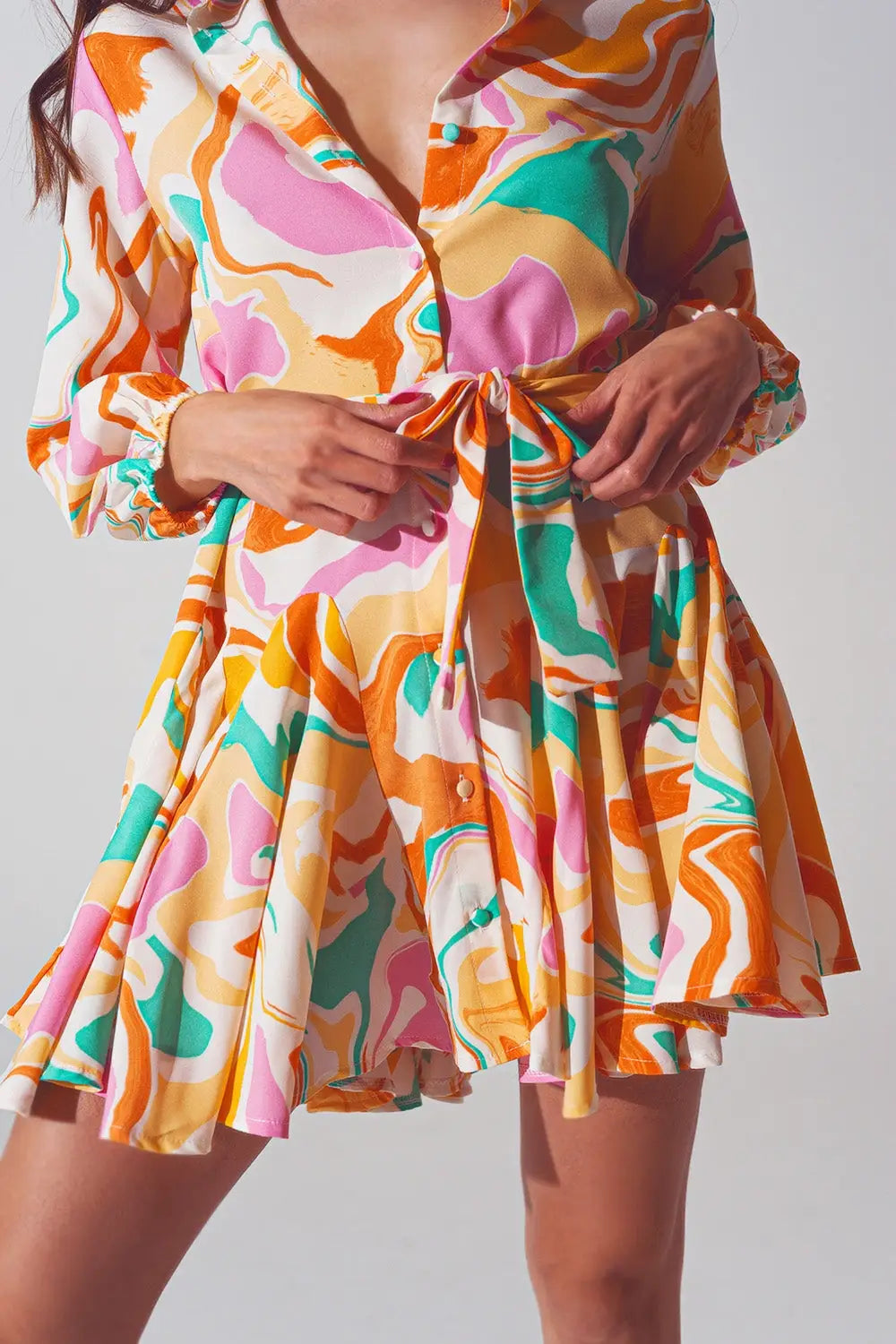 Psychedelic Printed Dress in Multicolor - Dresses