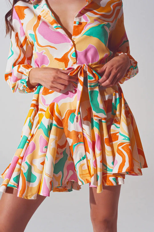 Psychedelic Printed Dress in Multicolor - Dresses