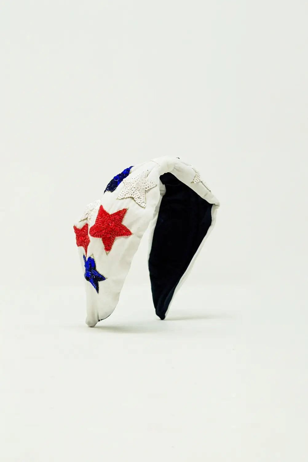 Headband with sequin stars in white - WHITE