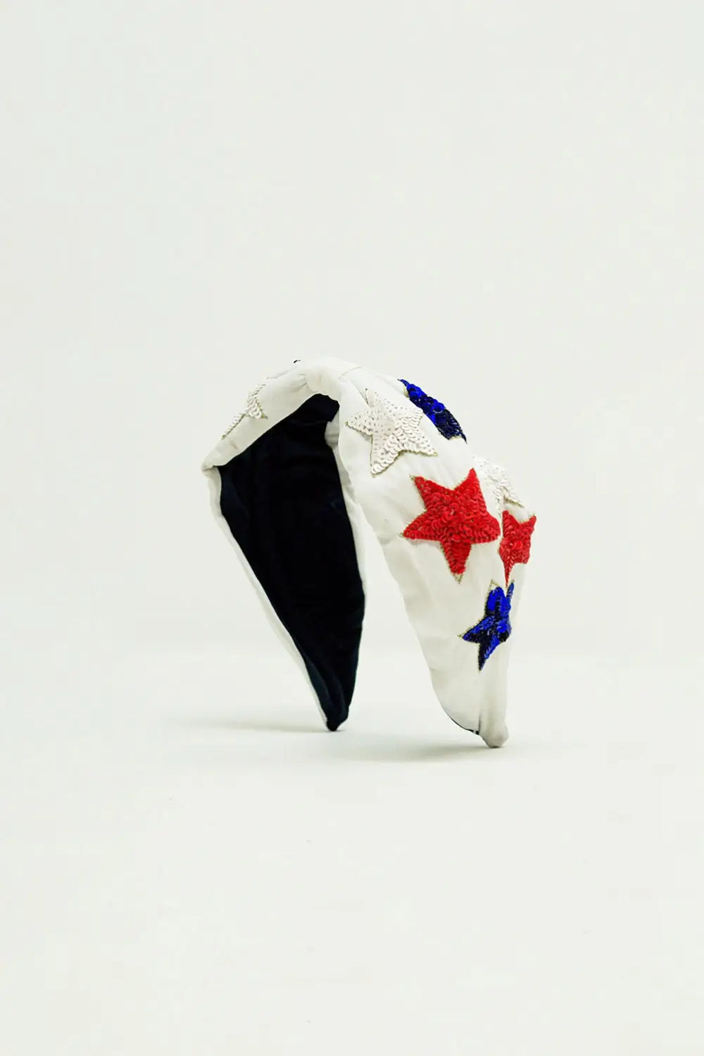 Headband with sequin stars in white - WHITE