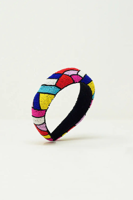 Colourful Beads Headband - BLACK
