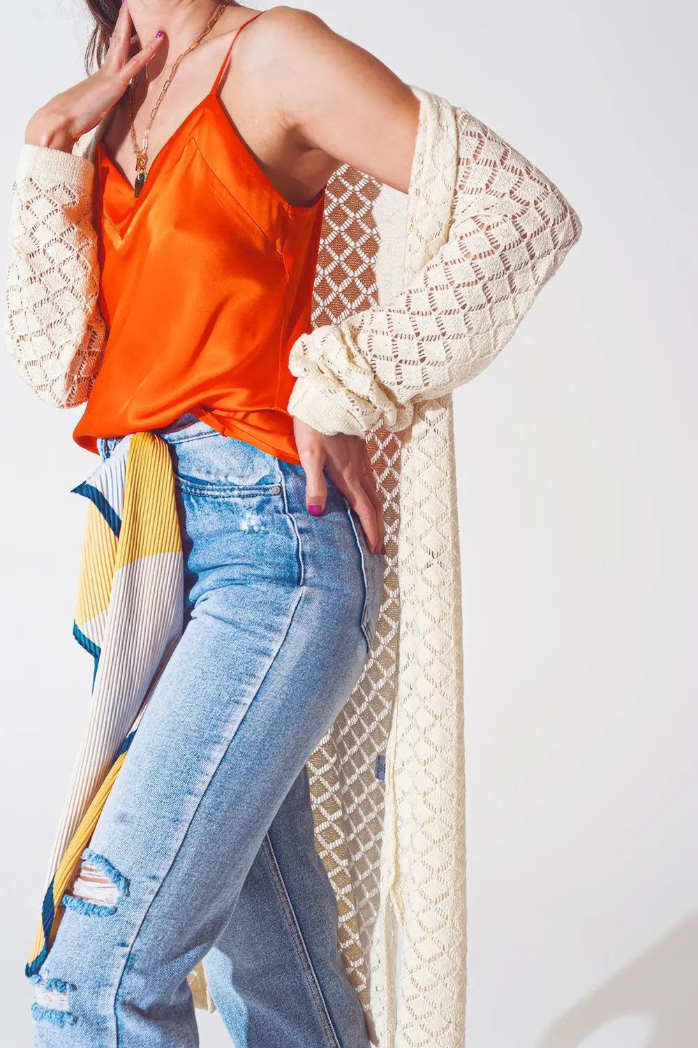 Crochet Midi Cardigan in Cream - CREAM / ONE - Cardigans