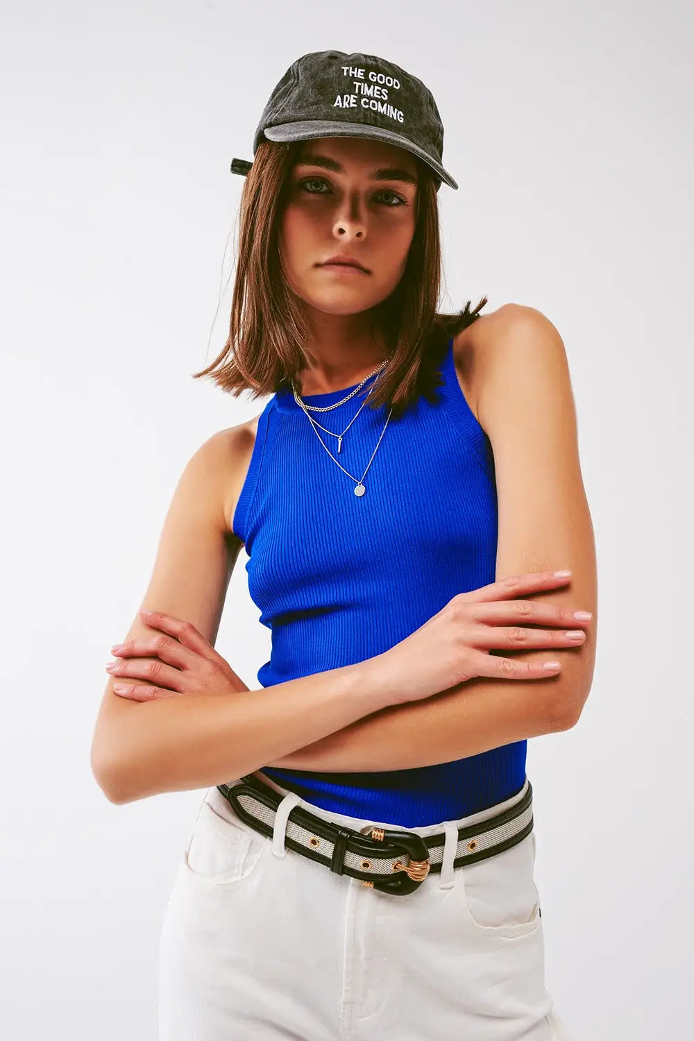 Knitted tank top in Blue - Sweaters