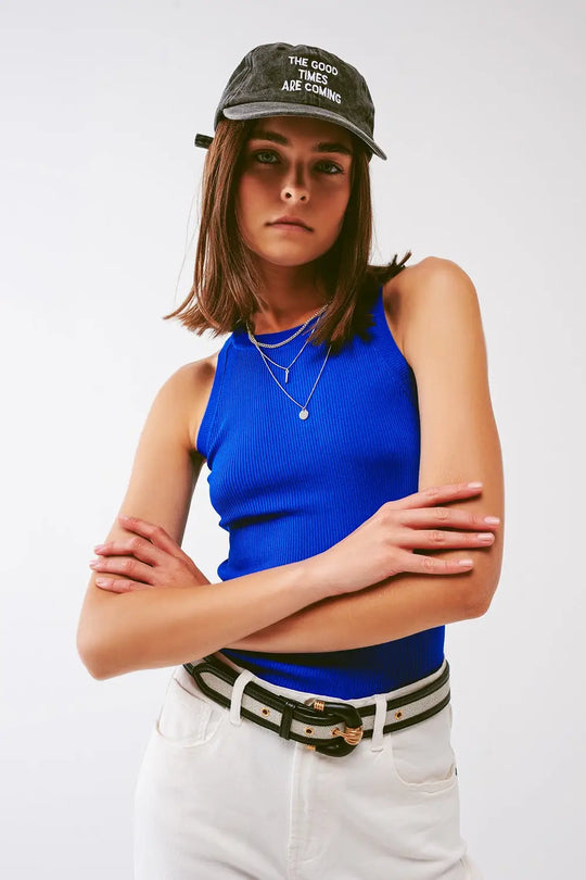 Knitted tank top in Blue - Sweaters