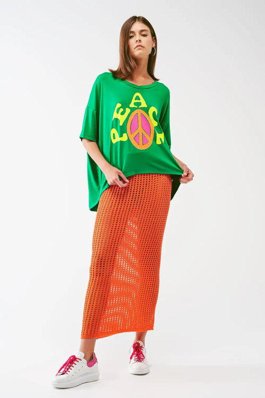 maxi sheer crochet skirt in Orange - ORANGE / ONE - Skirts