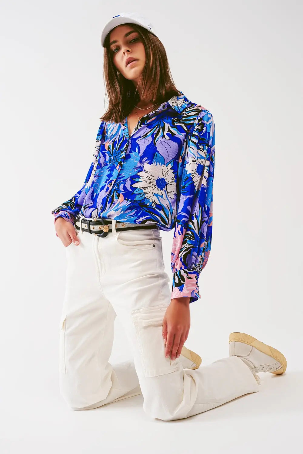 Straight Leg Cargo Jeans in White - Colored Jeans