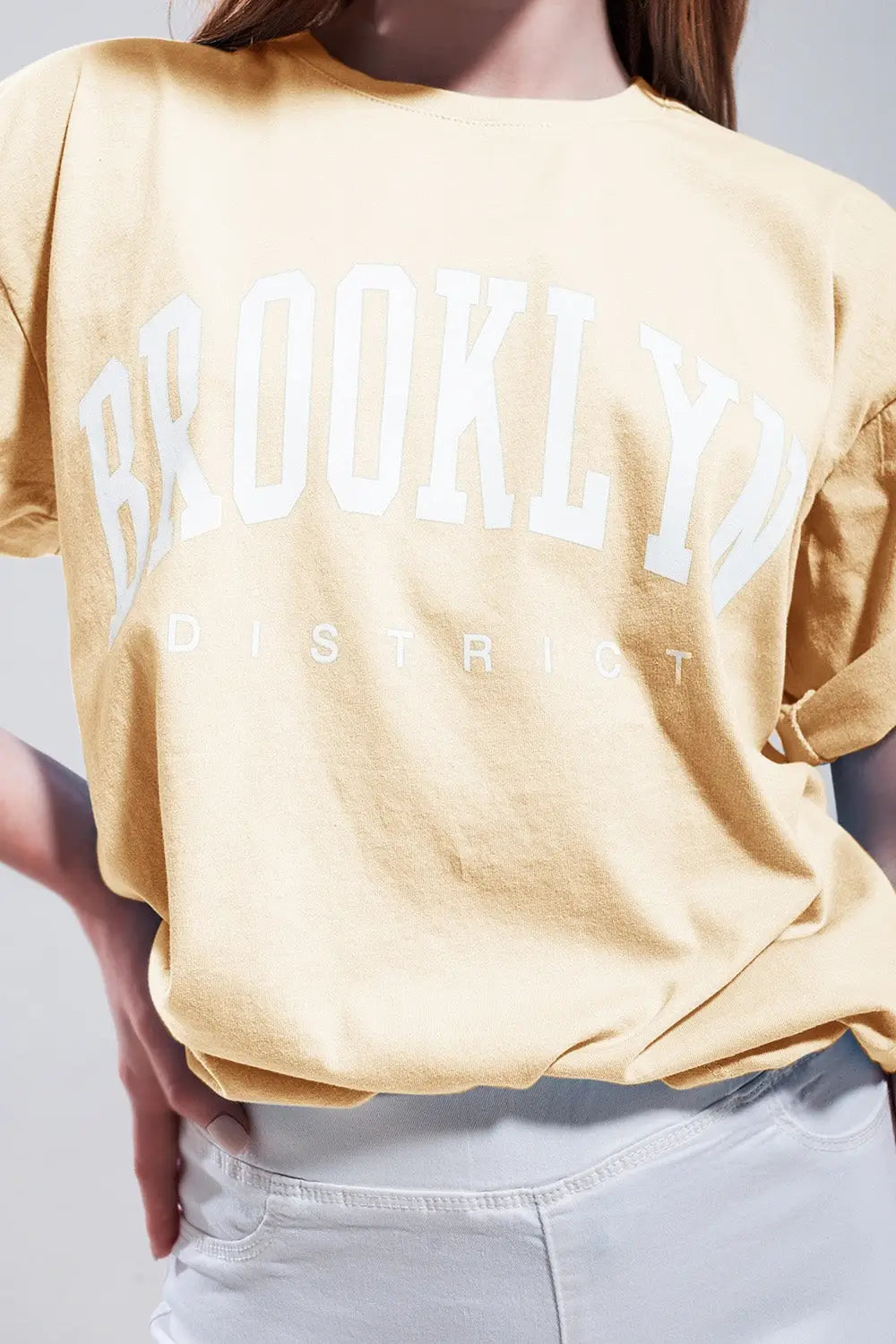 T-Shirt with Brooklyn District Text in yellow - YELLOW / ONE - T-Shirts