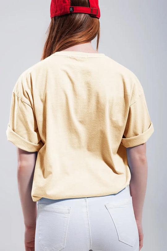 T-Shirt with Brooklyn District Text in yellow - YELLOW / ONE - T-Shirts