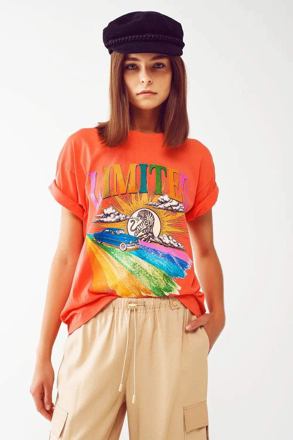 T-Shirt with Limited Graphic Print in Orange - ORANGE / ONE - T-Shirts