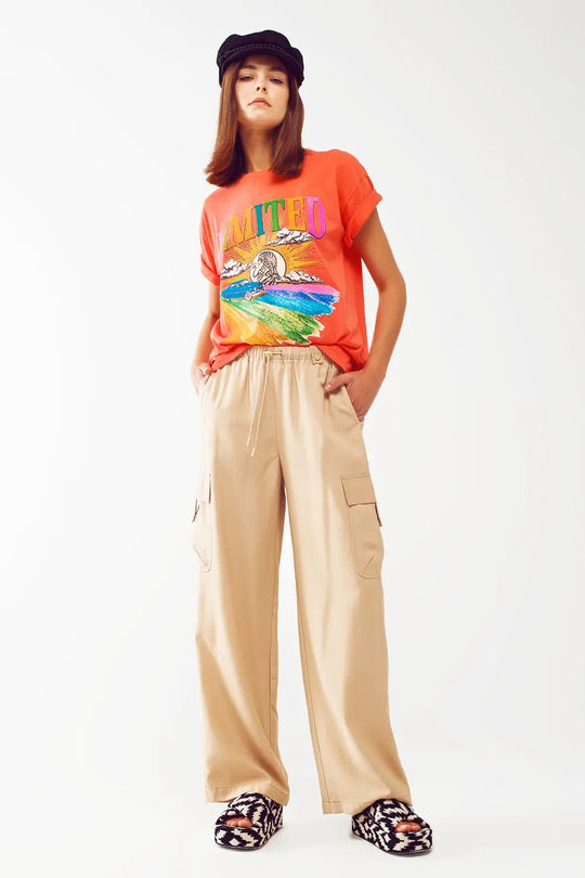 T-Shirt with Limited Graphic Print in Orange - ORANGE / ONE - T-Shirts