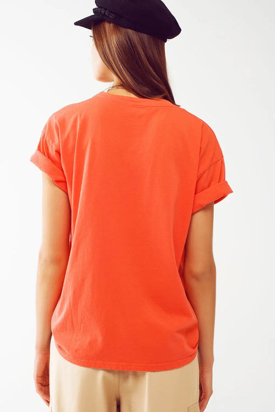 T-Shirt with Limited Graphic Print in Orange - ORANGE / ONE - T-Shirts