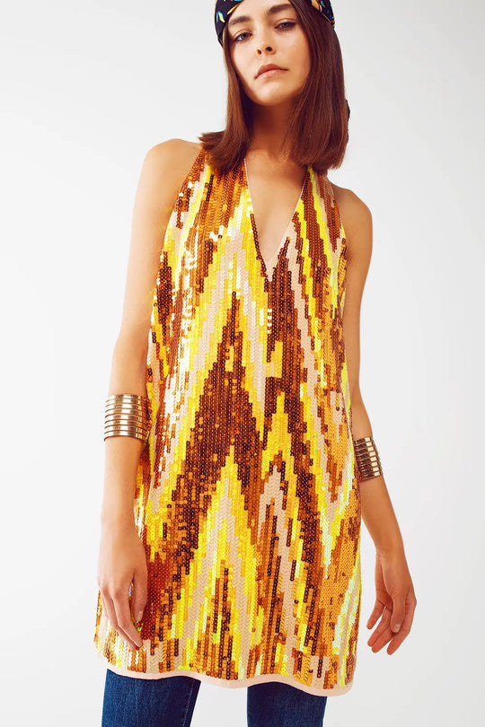 Party Mini Dress with Sequins - Dresses