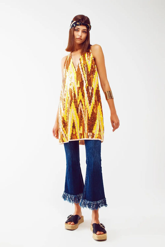 Party Mini Dress with Sequins - Dresses