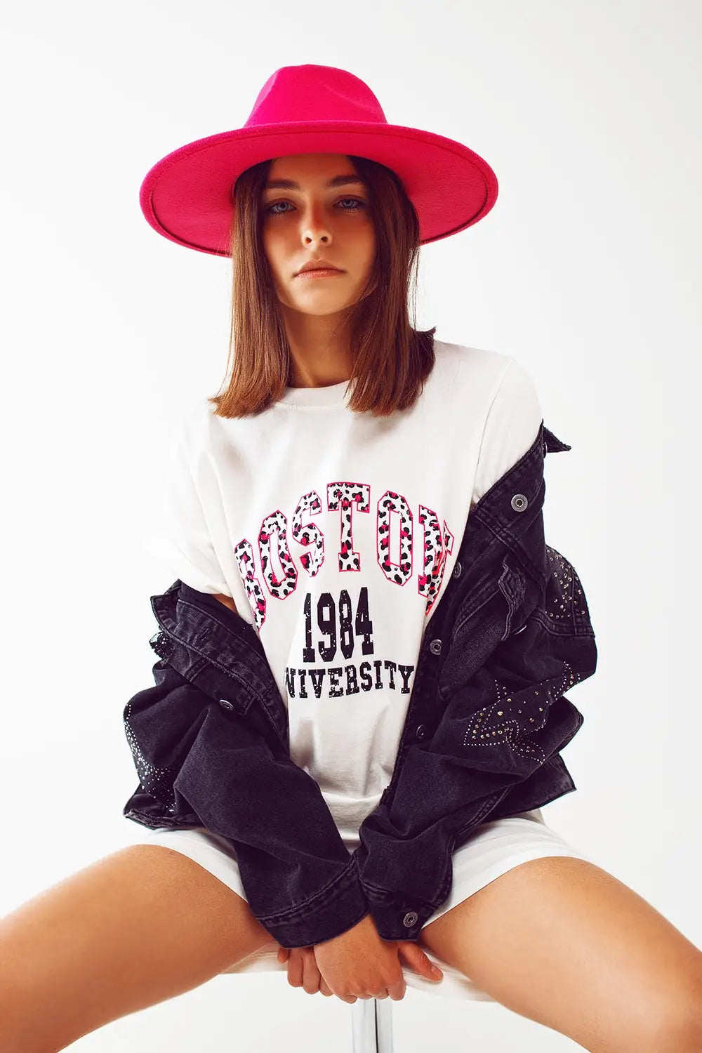 midi t-shirt dress in white boston 1984 university - WHITE / ONE - Dresses