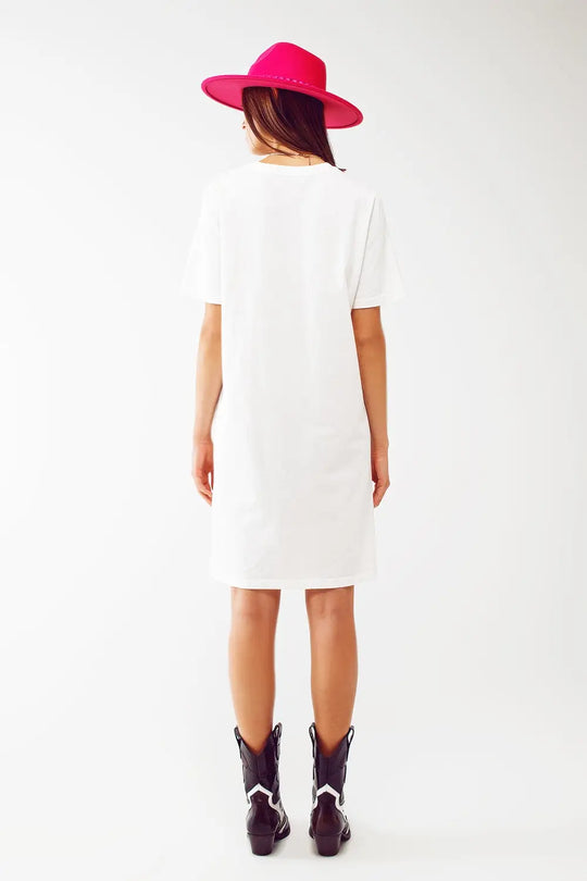 midi t-shirt dress in white boston 1984 university - WHITE / ONE - Dresses