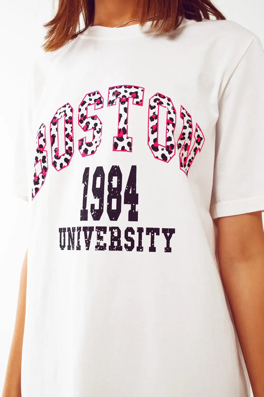 midi t-shirt dress in white boston 1984 university - WHITE / ONE - Dresses