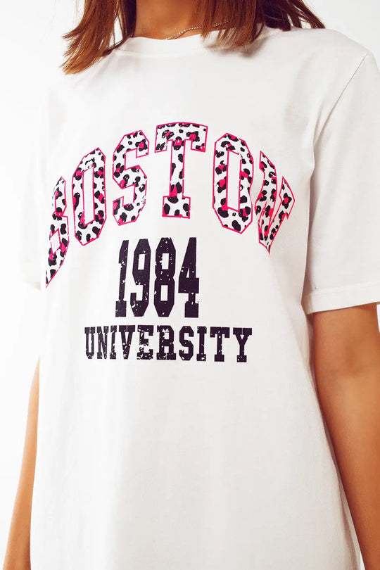 midi t-shirt dress in white boston 1984 university - WHITE / ONE - Dresses