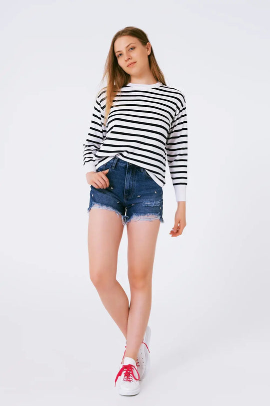 star stud embellishment denim shorts