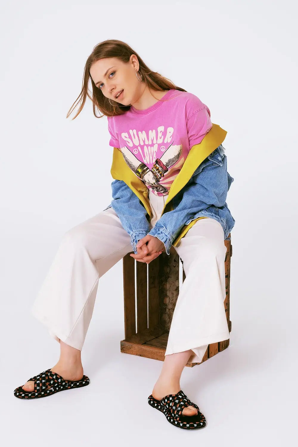 Graphic T-shirt With Text Summer Love in Pink - PINK / ONE - T-Shirts