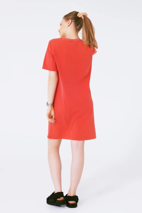 Red Midi T-Shirt Dress Boston 1984 University - ORANGE / ONE - Dresses T-Shirts