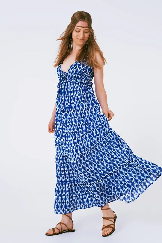 Boho Printed Strappy Maxi Dress - Dresses