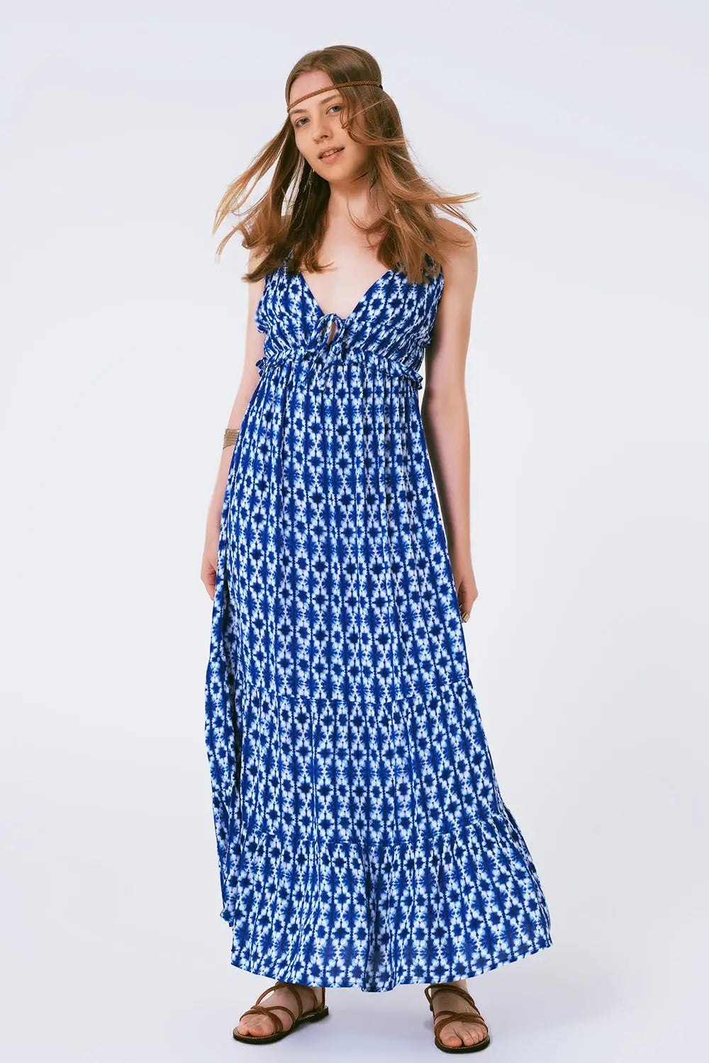 Boho Printed Strappy Maxi Dress - Dresses